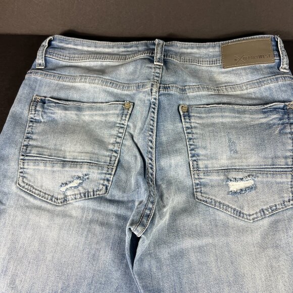 Departwest Jeans Men's 31x29 Skinny Trouper Light Blue Distressed Denim Tag 31 S - Picture 10 of 16